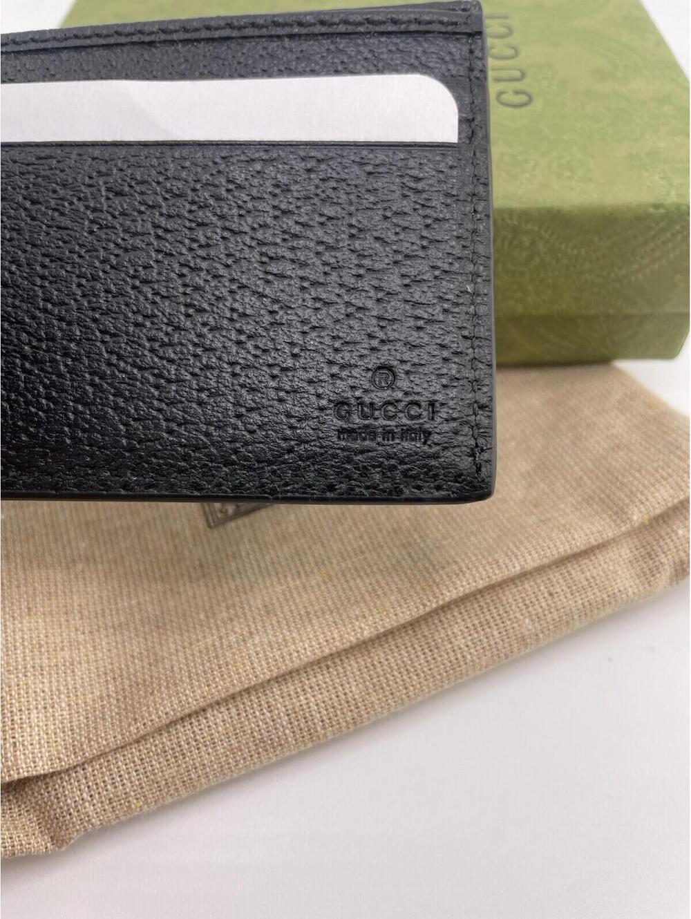 Gucci Men's Black Leather Bifold Wallet With Gold GG Initials Authentic New - Picture 9 of 9